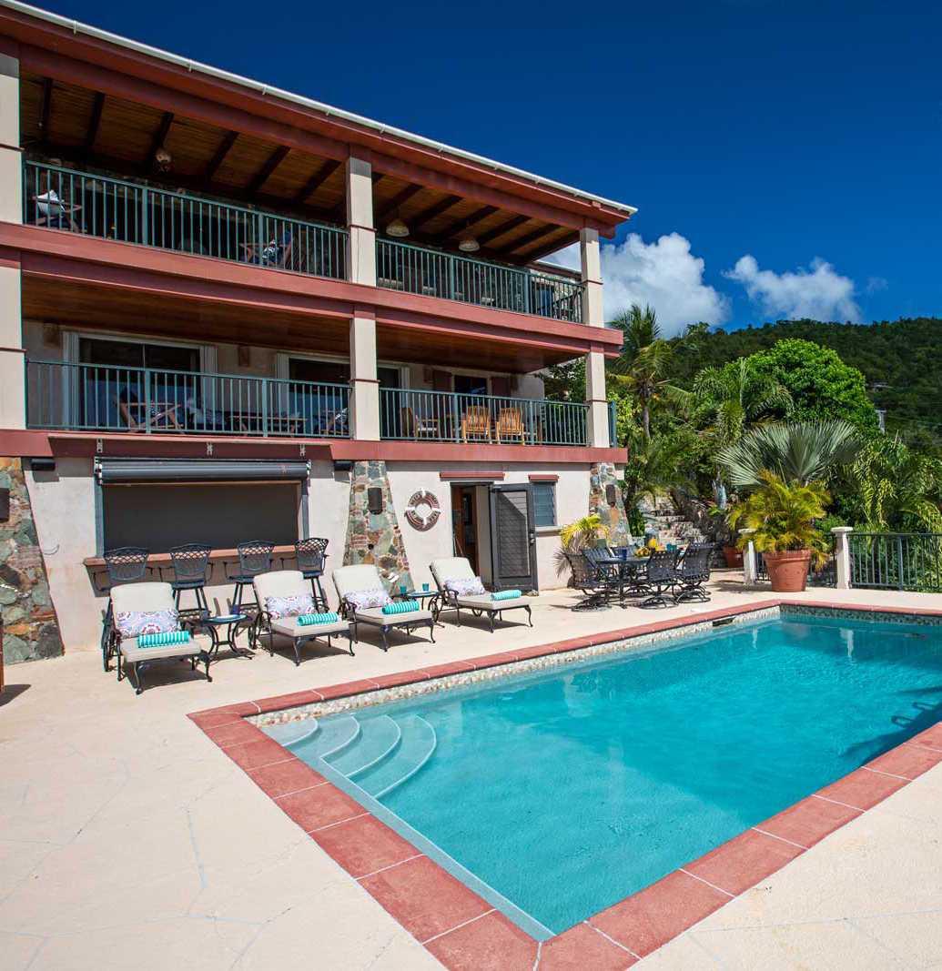 View of the back of the Villa with pool in the foreground